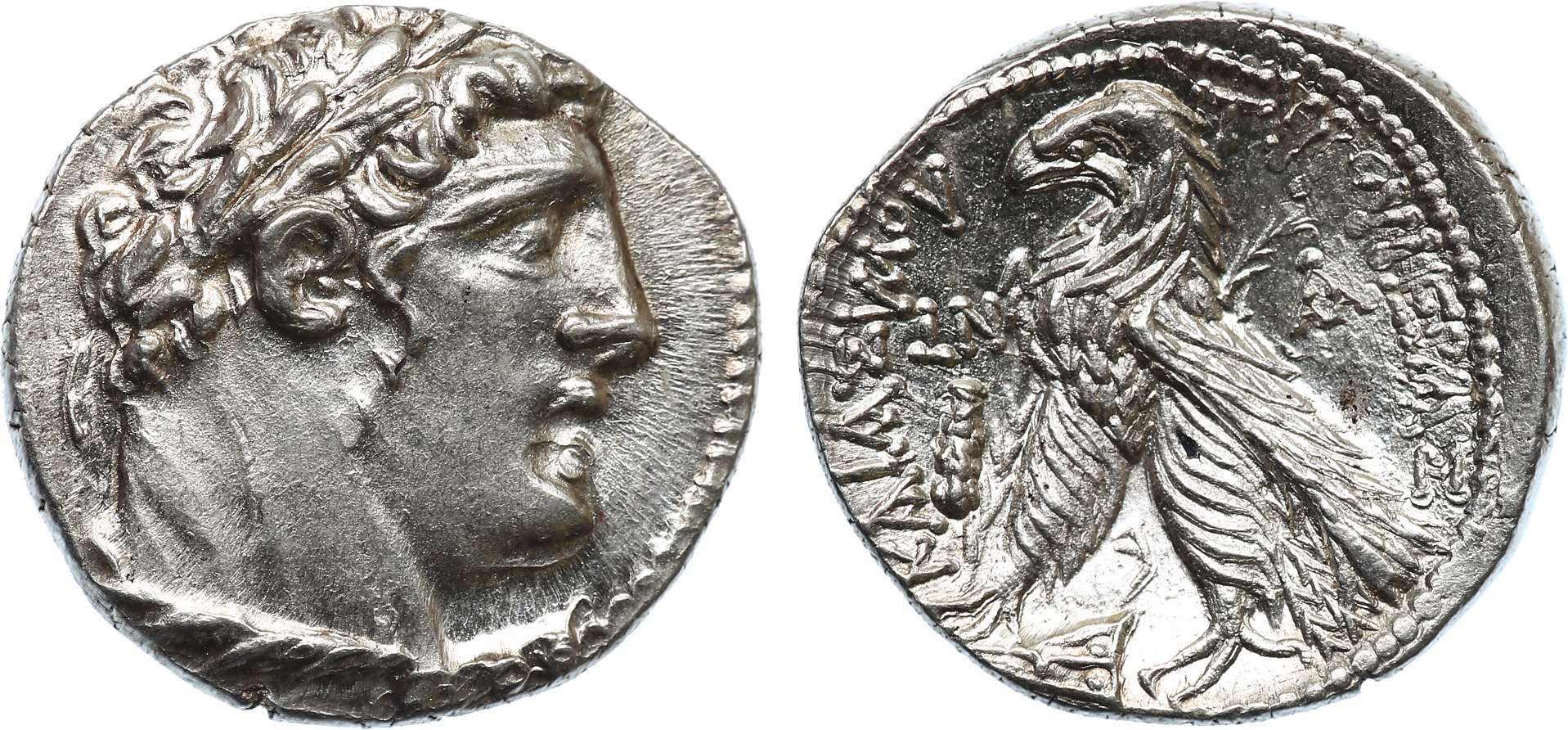 上图:主前126至主后65年在推罗铸造的推罗舍客勒。鹰的右边没有字母KP或KAP。