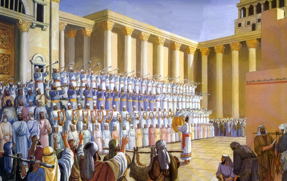 上图:利未人的诗班。